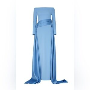 Blue Solace London Irma off-the-shoulder draped gown